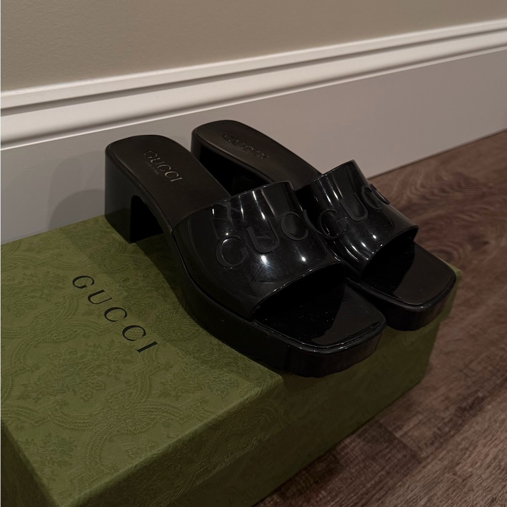 Gucci rubber heels sandals